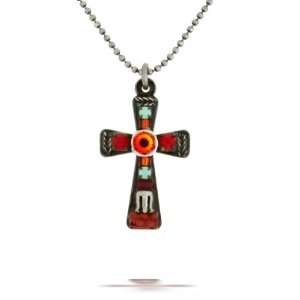 Ayala Bar Cross Necklace   The Classic Collection   in Fire Red, Mint 