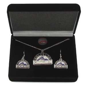  Colorado Rockies   MLB Earrings & Pendant Necklace Gift 