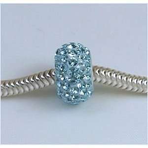 925 Sterling Silver Swarovski Aqua Tiffany Blue Crystal Pave European 