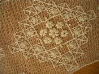 LG Antique Vtg EMBROIDERY NET LACE PANEL *COVERLET *CURTAIN  