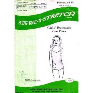 Sew Knit N Stretch 155 Vintage Sewing Pattern Girls Swimsuit Size 8 