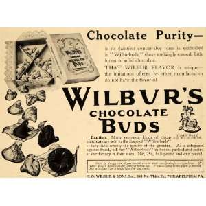  1912 Ad H O Wilbur Sons Chocolate Buds Wilburbuds Candy 