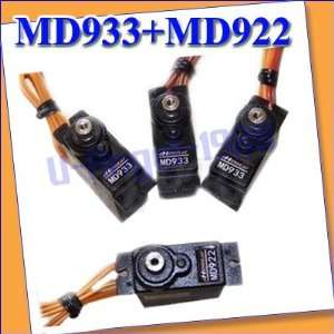   3pcs henge md933 +1 md922 mg digital servo for trex 450+ Toys & Games