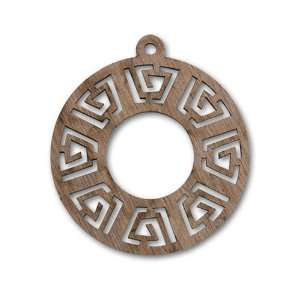 Walnut Wood 1.5 Inch Asian Medallion Pendant 