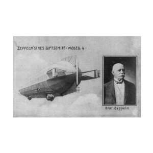 Zeppelin Airship, with Inset bust Portrait of Graf Zeppelin Poster (12 