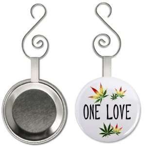 Creative Clam One Love Pot Leaf 2.25 Inch Button Style Hanging 