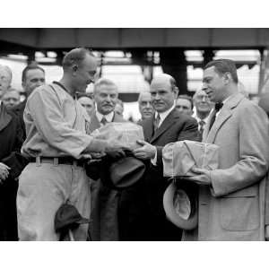  Detroit Major League Baseball Player, Ty Cobb, being given an award 