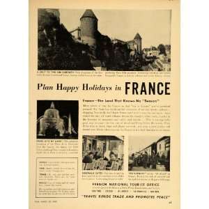  1949 Ad Travel France Chateau Semur Paris Sidewalk Cafe 