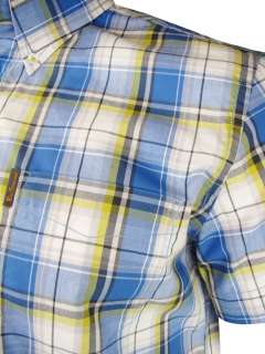   Ben Sherman Shirt Short Sleeved Handkerchief Check Anchor Blue  