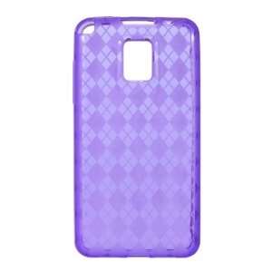 Semi Transparent Purple Checker Design TPU Gel Skin Protector Hard 