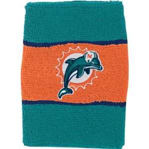  Miami Dolphins NFL Striped Wristband 2 Pack Sports 