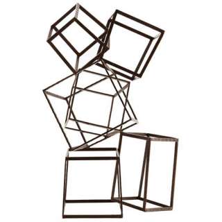 Natural Iron Art Deco Cube Frame Sculpture  