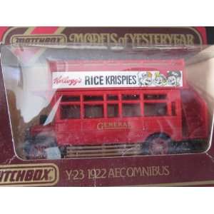 1922 AEC Omnibus (red) Kelloggs Rice crispies Logo Matchbox Model of 