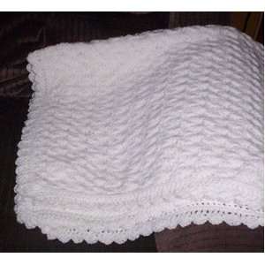  White Hand Crocheted Baby Blanket Baby