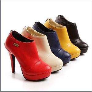 Women Pumps Ankle Short Boots Shoes Zipper Back High Heel AU All Size 
