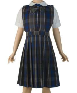 School Uniform Blue Gray Plaid 62 Slit Top Jumper  