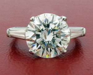 EGL Round Brilliant Diamond Platinum 4.10ct Ring  
