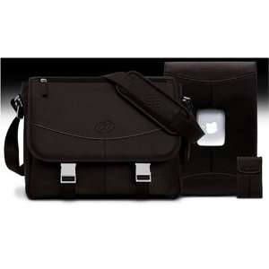   Premium Leather MacBook Shoulder Bag/ Sleeve /iPod Set   Chocolate