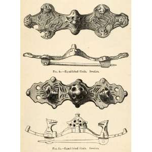  1892 Woodcut Pin Fibula Sweden Brooch Eqal lobed Jewelry 