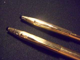 CROSS 14K 1/20 GOLD FILLED PEN AND PENCIL WITH HARD CROSS CASE  