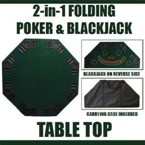 New 2 In 1 Folding Poker & Blackjack Table Top W/ Carrying 