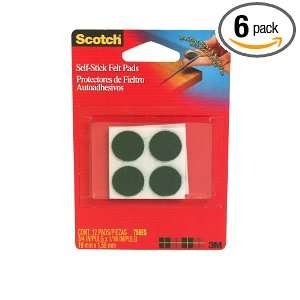  3M Scotch 756ES Self Stick Felt Pads 3/4 Inch Green, 6 