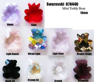 1pcs Violet Swarovski Crystal 18mm Teddy Mini Pendants  
