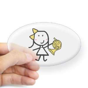  Girl French Horn Music Oval Sticker by  