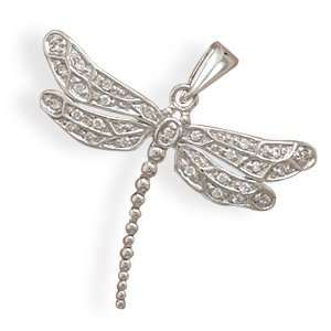    Dragonfly Pendant Rhodium Over Sterling Silver with CZ Jewelry