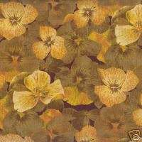 Pansies Copper Gold Floral Quilting Sewing Craft Fabric  