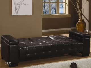 HURST ESPRESSO BYCAST LEATHER SOFA BED W/ CUPHOLDERS  