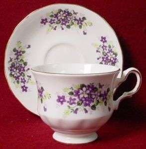 QUEEN ANNE china 8625 VIOLETS pttrn CUP & SAUCER Set  