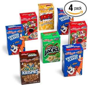 Kelloggs Cereal Fun Pak Variety Pack, 8 Count Assorted Single Serve 