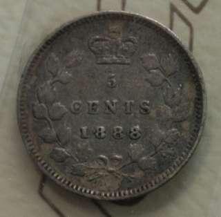 1888 Canada 5 Cents ICCS VF 20  