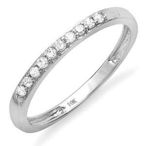 Dainty 2mm wide 10k White Gold Round Diamond Ladies Anniversary 