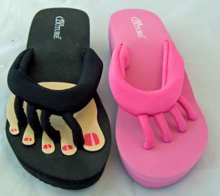 Pedicure Sandal Wedge Flip Flop Black or Pink Pedi NWT  