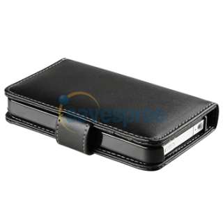 Black Leather Pouch Wallet Case+PRIVACY LCD Filter Protector for 
