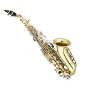   Golden Lacquer Curved Brass Soprano Saxophone Musical Instruments