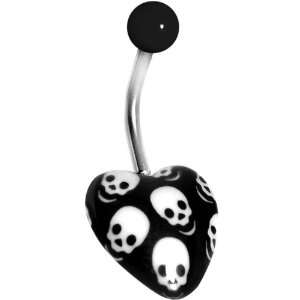  Gothic Black Skull Heart Belly Ring Jewelry