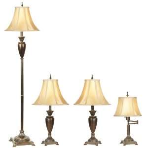  Set of Four Traditional Style Bronze Finish Lamps