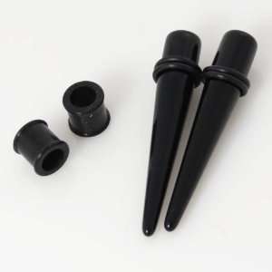 Gauges kit with Taper   Pair of Acrylic Black Tapers + Pair of UV 