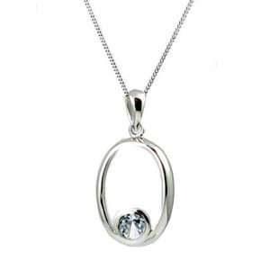  Sterling Silver Cubic Zirconia Oval Drop Necklace Jewelry