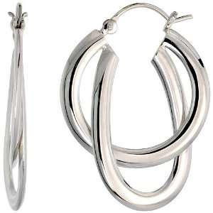 High Polished Interlacing Round & U shaped Hoop Earrings in Sterling 