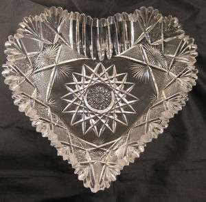 Vintage Cut Glass HEART SHAPED 8 Candy or Nut Dish  
