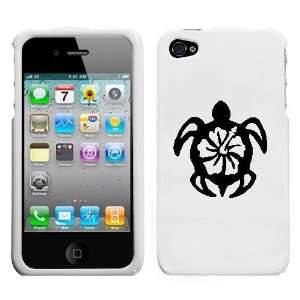  APPLE IPHONE 4 4G BLACK TURTLE ON A WHITE HARD CASE COVER 