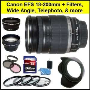  Canon EF S 18 200mm f/3.5 5.6 IS Autofocus Lens White Box 