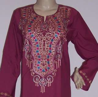 Egyptian Cotton Embroidered Kaftan Caftan long Dress Size 14 UK  