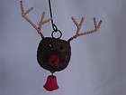 Rudolph Reindeer novelty Jingle Bell Ornaments ~ 3pc NE