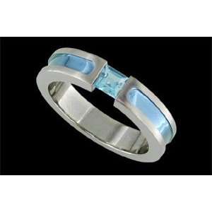   Blue Titanium Ring with Tension Set Blue Topaz Alain Raphael Jewelry