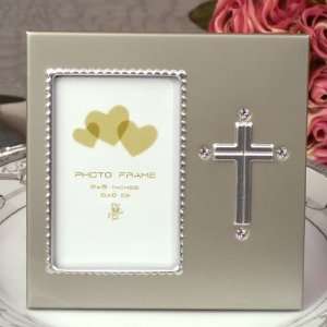  Blessed Events Silver Cross Frame w/Crystals Everything 